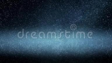 星星在夜晚的天空中，水在蓝色的自然中，在黑暗的星系中