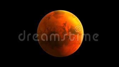 行星火星在阿尔法通道上旋转，循环。