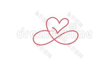 心爱标志与无限标志。 为情人节卡片设计繁荣元素。 动画视频虚拟logo.. 结婚的浪漫象征