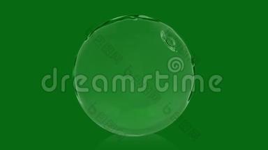 恐怖头部玻璃球恐怖绿色屏幕三维渲染动画
