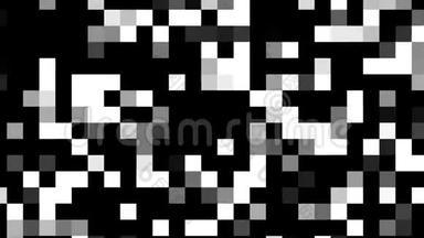 计算机生成的抽象技术背景与镶嵌的白色和黑色方块。 3D绘制大型