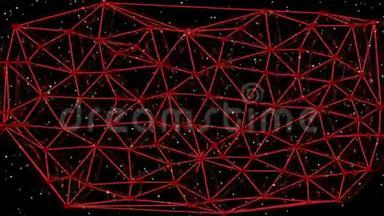 图示动画信息网络、<strong>红色</strong>Voronoi图、带<strong>光点</strong>的移动红网、无线传输