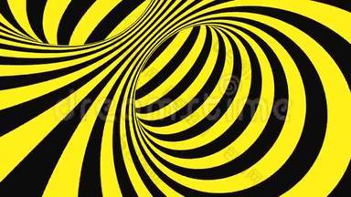 黑色和黄色的迷<strong>幻光</strong>学错觉。 抽象催眠背景..