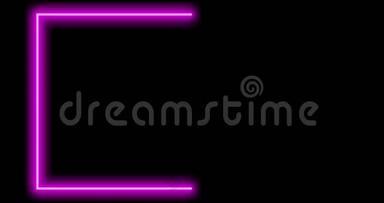 蓝色紫红色霓虹灯边框使用抽象发光制作框架。 广告边缘的闪光边界-4k