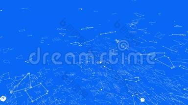抽象简单的蓝色挥动三维网格或网格作为青年背景。 蓝色几何振动环境或脉动数学