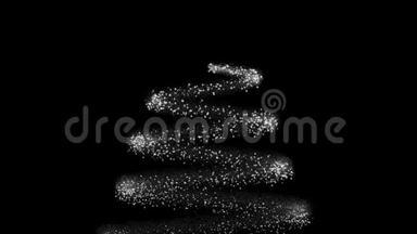 粒子圣诞树动画，阿尔法频道。 完美的视频覆盖或背景