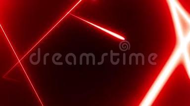 霓虹三角隧道抽象<strong>运动</strong>背景.. 三角形由五颜六色的红线和<strong>摄像机</strong>组成