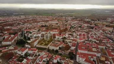 <strong>历史</strong>名城埃沃拉，白色的房子和<strong>红色</strong>的屋顶，葡萄牙