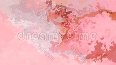 动画闪烁彩色背景无缝循环视频-水彩花效果-彩色可爱三文鱼粉桃橙米色