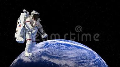 宇航员，外层空间步行，<strong>地球</strong>，4K