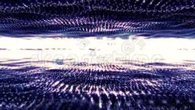 催眠的音频可视化放松电子音乐。 光滑的蓝色波浪。