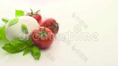 西红柿、马扎雷拉和罗勒