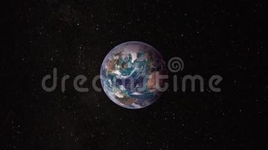 地球，星系和太阳。 <strong>太空</strong>动画中的地球。 地球上的日夜。 从<strong>太空</strong>看。