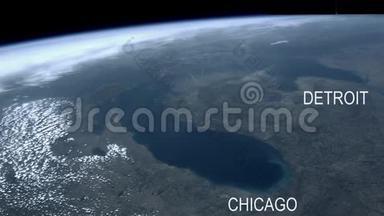从太空中看到芝加哥和底特律-美国宇航局提供的一些元素