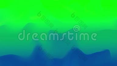 具有抽象流体蓝绿色梯度的4k无缝环，内部辉光波状表面。 美丽的色彩渐变