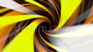 抽象背景用彩色纺丝橙黄螺旋，无缝环.. 动画。 无尽的催眠旋转