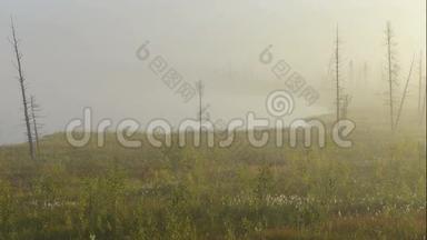 西伯利亚亚马尔半岛风景名胜区日出时雾消散时间
