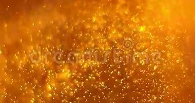 金色尘埃粒子背景环无缝准备就绪，金色光芒