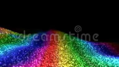 五颜六色的彩虹闪亮的移动闪光背景抽象无缝V J环粒子阿尔法哑光