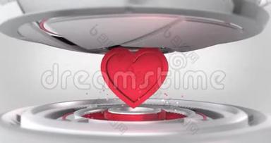 红色心脏3D标志移动机械展示