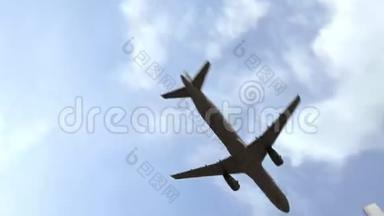 客机降落在西班牙巴塞罗那。 3D动动画