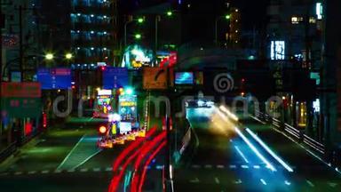 东京市中心的街道在夜间长时间曝光中镜头