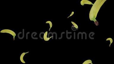 新鲜香蕉落在黑色<strong>背景</strong>上。 真<strong>实三</strong>维渲染