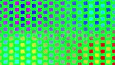 五颜六色的旋转方块背景。 颜色在变化，形状在旋转，变化孤立。