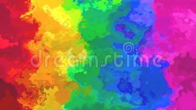 抽象的动画，彩色的彩色背景，无缝的循环<strong>视频</strong>，水彩画<strong>效果</strong>，充满活力的彩虹，全彩色光谱