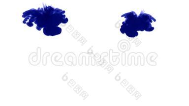 蓝色墨水溶于水的三维渲染，模拟墨水注入，VFX效果与Luma哑光。 蓝色，白色10