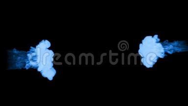 蓝色辉光墨水溶于水的三维渲染，模拟墨水注入，VFX效果与Luma哑光。 黑色的蓝色14