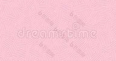 浅粉红色哑光几何表面背景.. 随机抽象线形状循环移动。