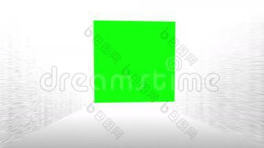 立方体互动中的绿色屏幕蒙太奇作为平板电脑