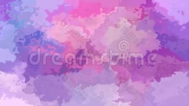 动画彩色背景无缝循环<strong>视频</strong>-水彩画效果-婴儿蓝色，可爱粉红色，紫色，紫罗兰和薰衣草<strong>公司</strong>