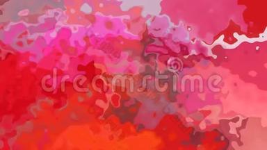 动画背景无缝环视频-水彩花效果-充满活力的红色，洋红，热粉色和淡玫瑰色