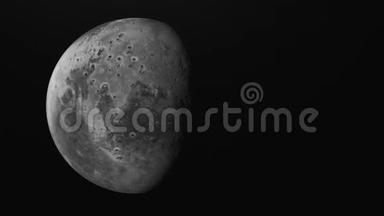 抽象月球表面，在外层空间旋转天体.. 动画。 月球的天文背景，3D灰色