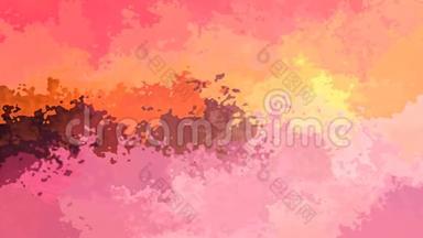 动画彩色背景无缝环视频-水彩效果-可爱的可爱婴儿粉红色，桃橙色和栗色