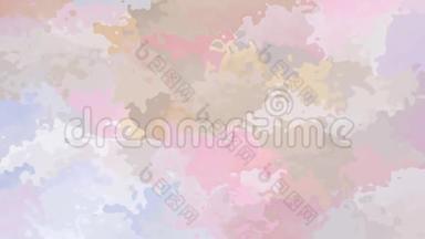 动画彩色背景无缝循环视频-水彩画效果-淡色粉彩-可爱的粉红色，婴儿蓝色，紫色，v