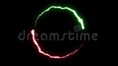 循环动画红色绿色闪电轮飞行打击黑色背景动画新品质独特动态