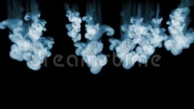 三维动画美丽的烟雾在黑色背景上的视觉效果与烟雾。 V19