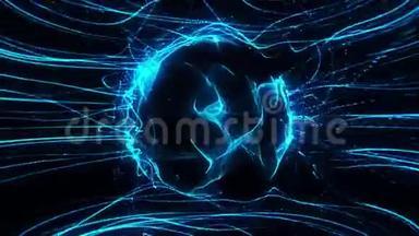 旋转涡旋抽象循环背景下蓝色能量流动