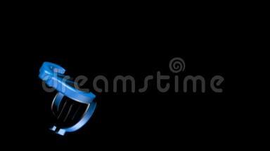 蓝色欧洲符号落在黑色光滑地板上弹跳-3D渲染<strong>视频</strong>