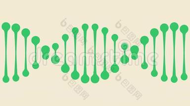 动画绿色DNA图标.. 概念循环最小动画