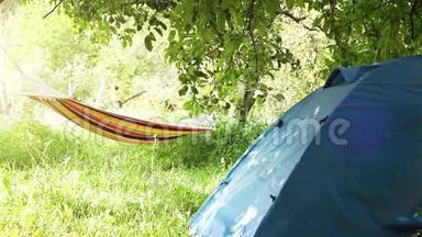 野营设备：观光帐篷和树间吊床
