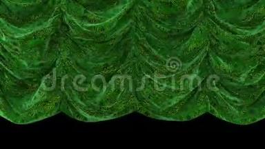 绿色<strong>天鹅</strong>绒窗帘，具有美丽独特的图案。 希<strong>望</strong>