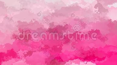 动画彩色背景无缝循环视频-水彩效果-热粉红色和淡玫瑰色
