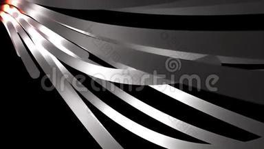 抽象动画的白色光束波出现在黑色背景和改变他们的颜色。 动画。 <strong>动态动态</strong>