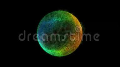 五颜六色的充满活力的球。 抽象循环的多彩分形圆.. 多彩的抽象背景.. 五颜六色的模糊灯光。 彩色薄纱
