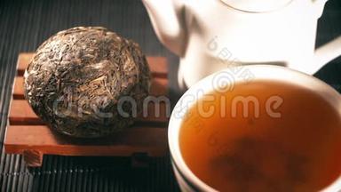 喝茶。 中国茶。 普洱茶