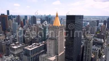 曼哈顿中城纽约的鸟瞰图。 弗拉蒂伦。 上述住宅及商业楼宇